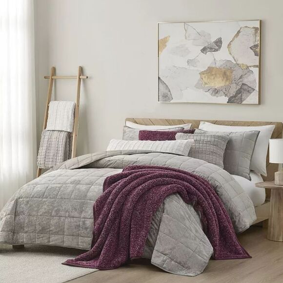 Koolaburra By Ugg Bentley King Quilt Set- Silver - Picture 4 of 12